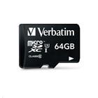 Verbatim MicroSDXC karta 64GB Pro, U3 + adaptér
