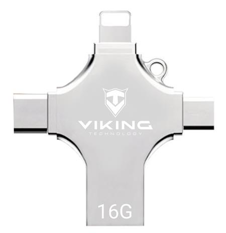 Viking USB FLASH DISK 16GB, 4v1 S KONCOVKOU APPLE LIGHTNING, USB-C, MICRO USB, USB-A