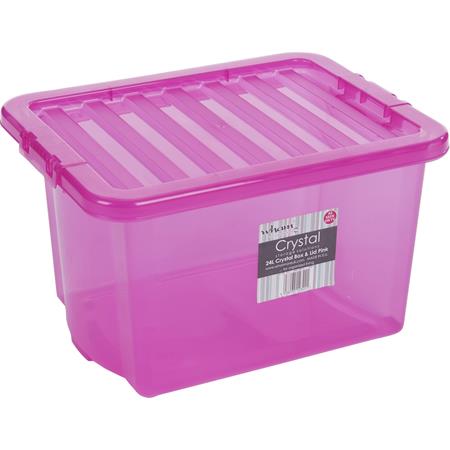 Wham box s víkem crystal 24l - transparentní růžová 43x33x25cm