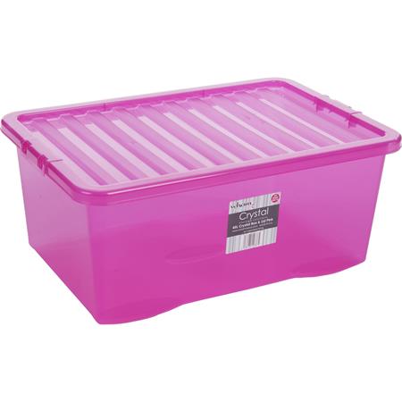Wham box s víkem crystal 45l - transparentní růžová 60x40x25cm