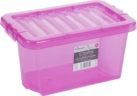 Wham box s víkem crystal 6,5l - transparentní růžová 32x20,5x17cm
