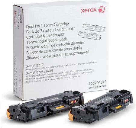 Xerox black toner dualpack pro B210 B205 B215 (2x 3 000 str.an) 106R04349