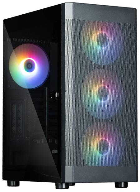 Zalman skříň i4 TG Middle Tower 4x 140 mm RBG LED fan 2x USB 3.0 1x USB 2.0 mesh panel tvrzené sklo černá; i4 TG Black